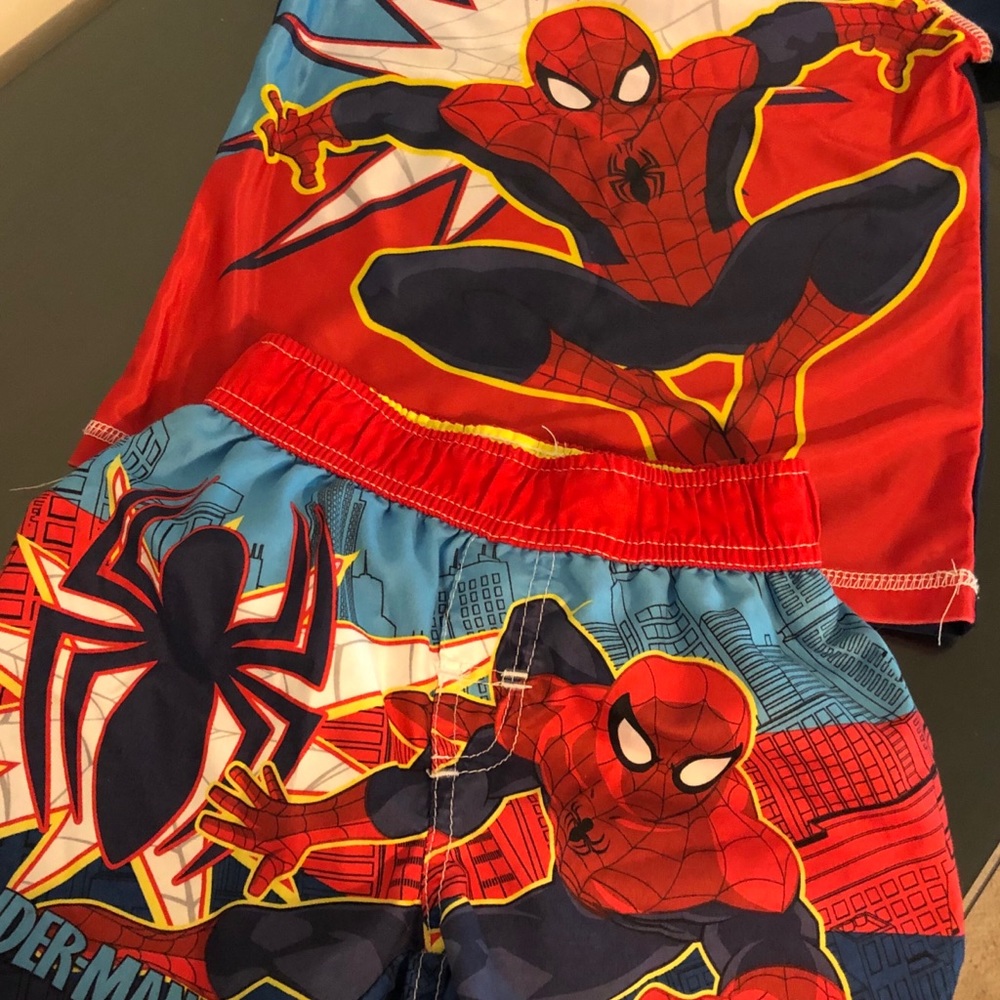 Boys 4T Spider-Man rash guard and swim trucks